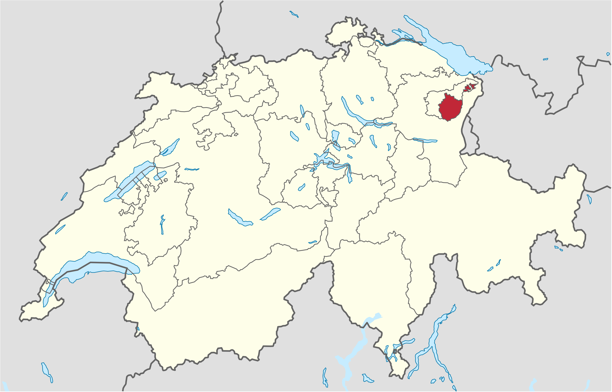 Ubicación en Suiza: Cantón